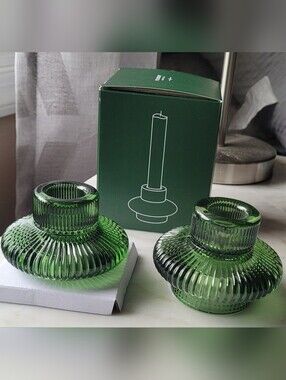 Foundry Glass Taper Candle Holder (Two Pack)